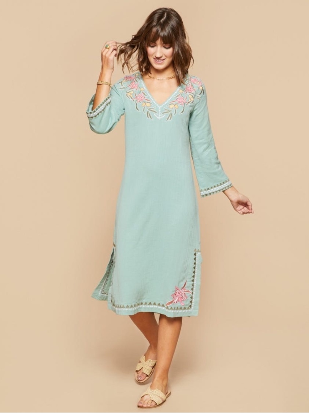 $200 NWOT Spartina 449 Amira Beach Dress Cover Up Embroidered Cotton Gauze S